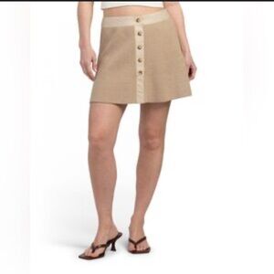 Torn by Ronny Kobo Tan Button-Front Skirt